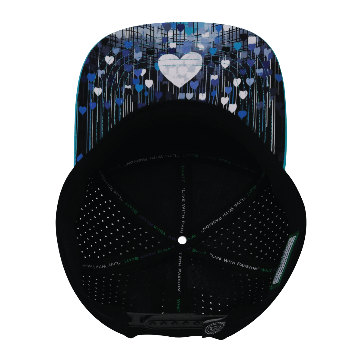 **ADULT** Color Vibes Hat - Flat Bill - Love Rising - Neon Green Blue / White / Black - Laser Mesh