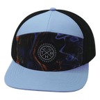 **ADULT** Color Vibes Hat - Flat Bill - Midnight Mirage - Baby Blue / Black - Laser Mesh