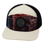 **ADULT** Color Vibes Hat - Flat Bill - Art Deco - Cream / Black - Laser Mesh