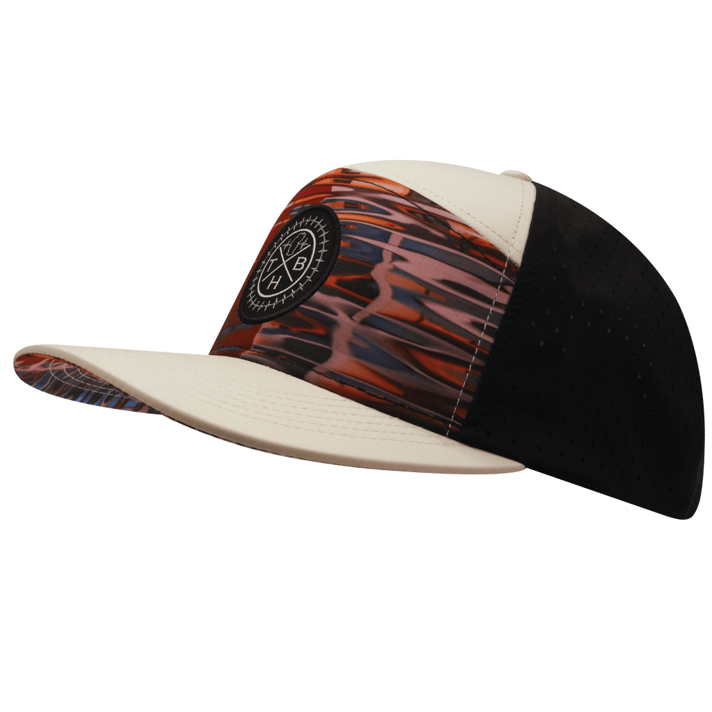 **ADULT** Color Vibes Hat - Flat Bill - Art Deco - Cream / Black - Laser Mesh