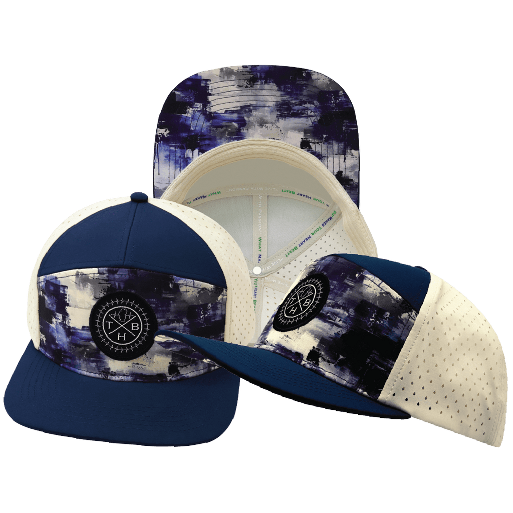 **ADULT** Color Vibes Hat - Flat Bill - Artist Flow - Navy / Cream - Laser Mesh
