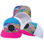 **ADULT** Color Vibes Hat - Flat Bill - Candy Land - Neon Pink / Neon Blue / White - Laser Mesh