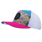 **ADULT** Color Vibes Hat - Flat Bill - Candy Land - Neon Pink / Neon Blue / White - Laser Mesh