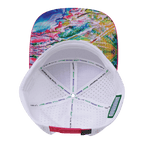 **ADULT** Color Vibes Hat - Flat Bill - Candy Land - Neon Pink / Neon Blue / White - Laser Mesh