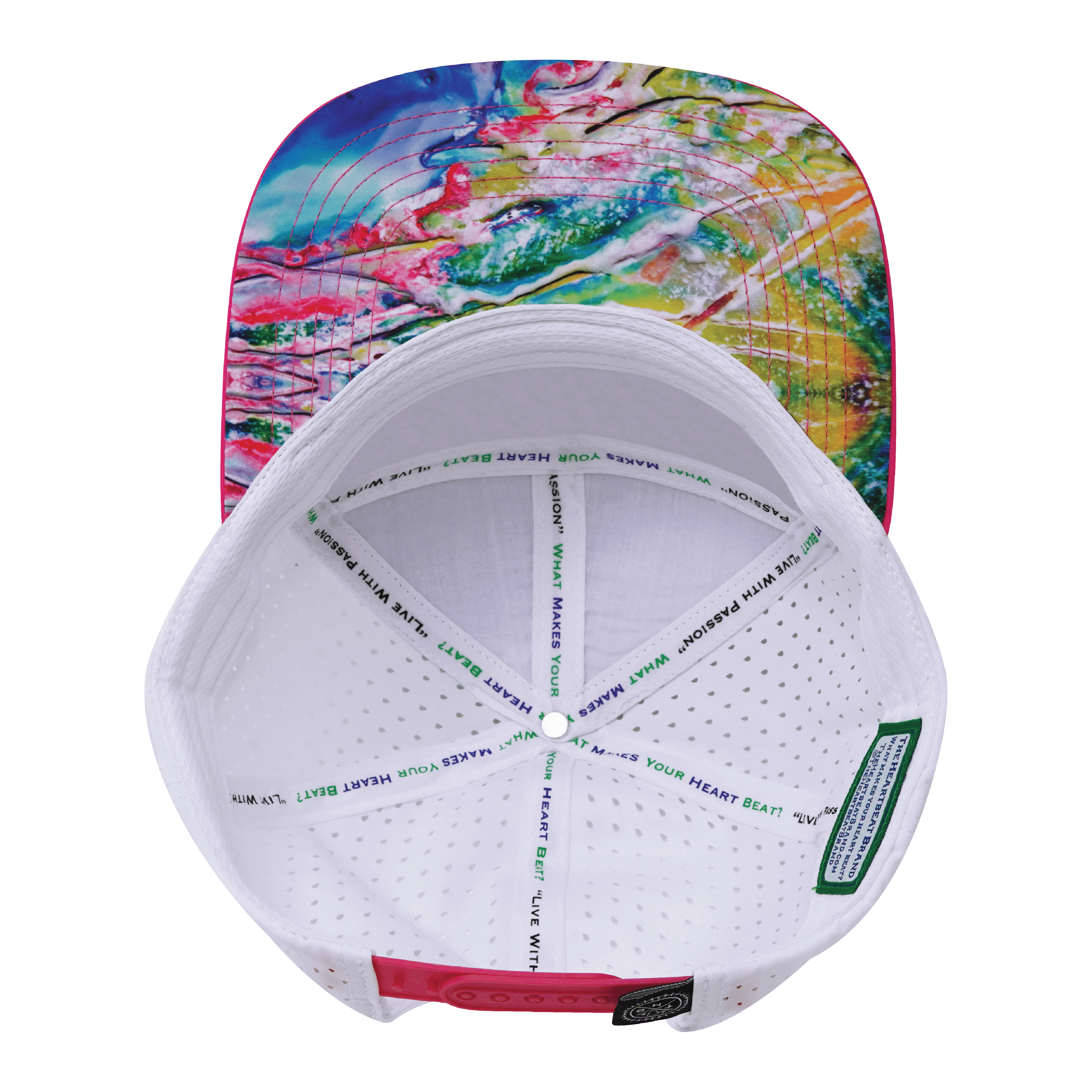 **ADULT** Color Vibes Hat - Flat Bill - Candy Land - Neon Pink / Neon Blue / White - Laser Mesh