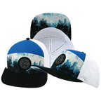 **ADULT** Color Vibes Hat - Flat Bill - City Drip - Black / Blue / White - Laser Mesh