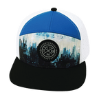 **ADULT** Color Vibes Hat - Flat Bill - City Drip - Black / Blue / White - Laser Mesh