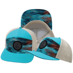 **ADULT** Color Vibes Hat - Flat Bill - Desert Sky - Neon Green Blue / Cream - Laser Mesh