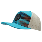 **ADULT** Color Vibes Hat - Flat Bill - Desert Sky - Neon Green Blue / Cream - Laser Mesh