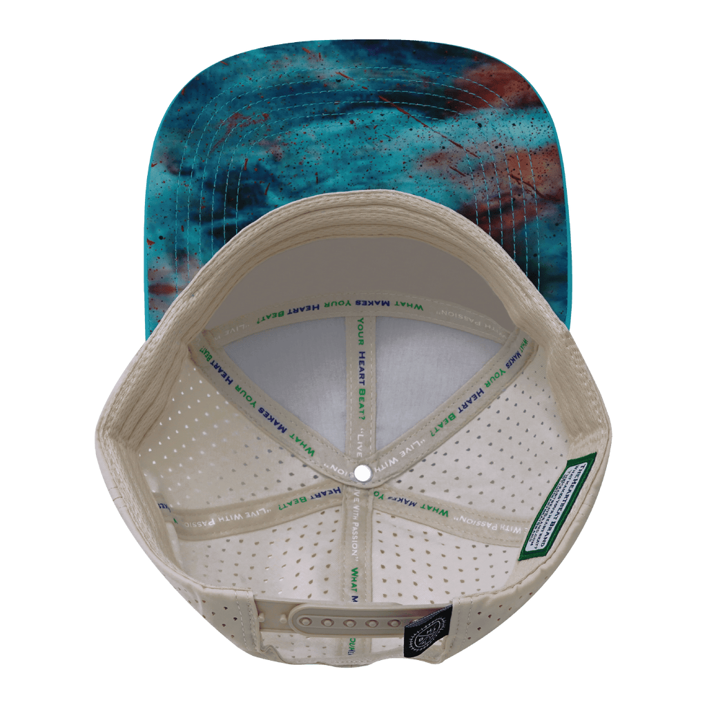 **ADULT** Color Vibes Hat - Flat Bill - Desert Sky - Neon Green Blue / Cream - Laser Mesh