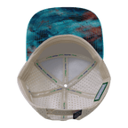**ADULT** Color Vibes Hat - Flat Bill - Desert Sky - Neon Green Blue / Cream - Laser Mesh