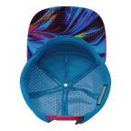 **ADULT** Color Vibes Hat - Flat Bill - Feather Glow - Neon Pink / White / Neon Blue - Laser Mesh