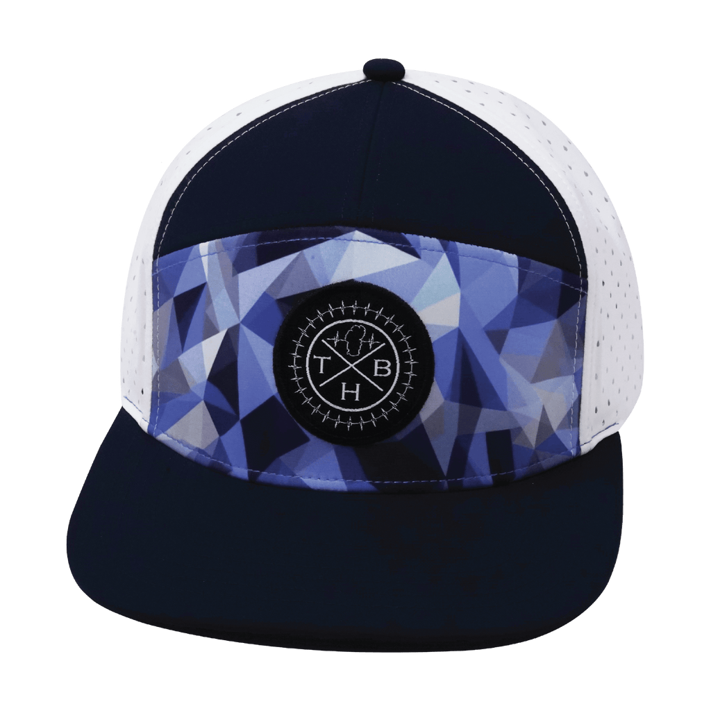 **ADULT** Color Vibes Hat - Flat Bill - Geo Blue - Navy / White - Laser Mesh