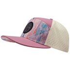 **ADULT** Color Vibes Hat - Flat Bill - Geo Mosaic - Pink Peach / Cream - Laser Mesh