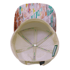 **ADULT** Color Vibes Hat - Flat Bill - Geo Mosaic - Pink Peach / Cream - Laser Mesh