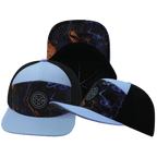 **ADULT** Color Vibes Hat - Flat Bill - Midnight Mirage - Baby Blue / Black - Laser Mesh