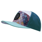 **ADULT** Color Vibes Hat - Flat Bill - Mosaic Scales - Mint / White / Slate Blue - Laser Mesh