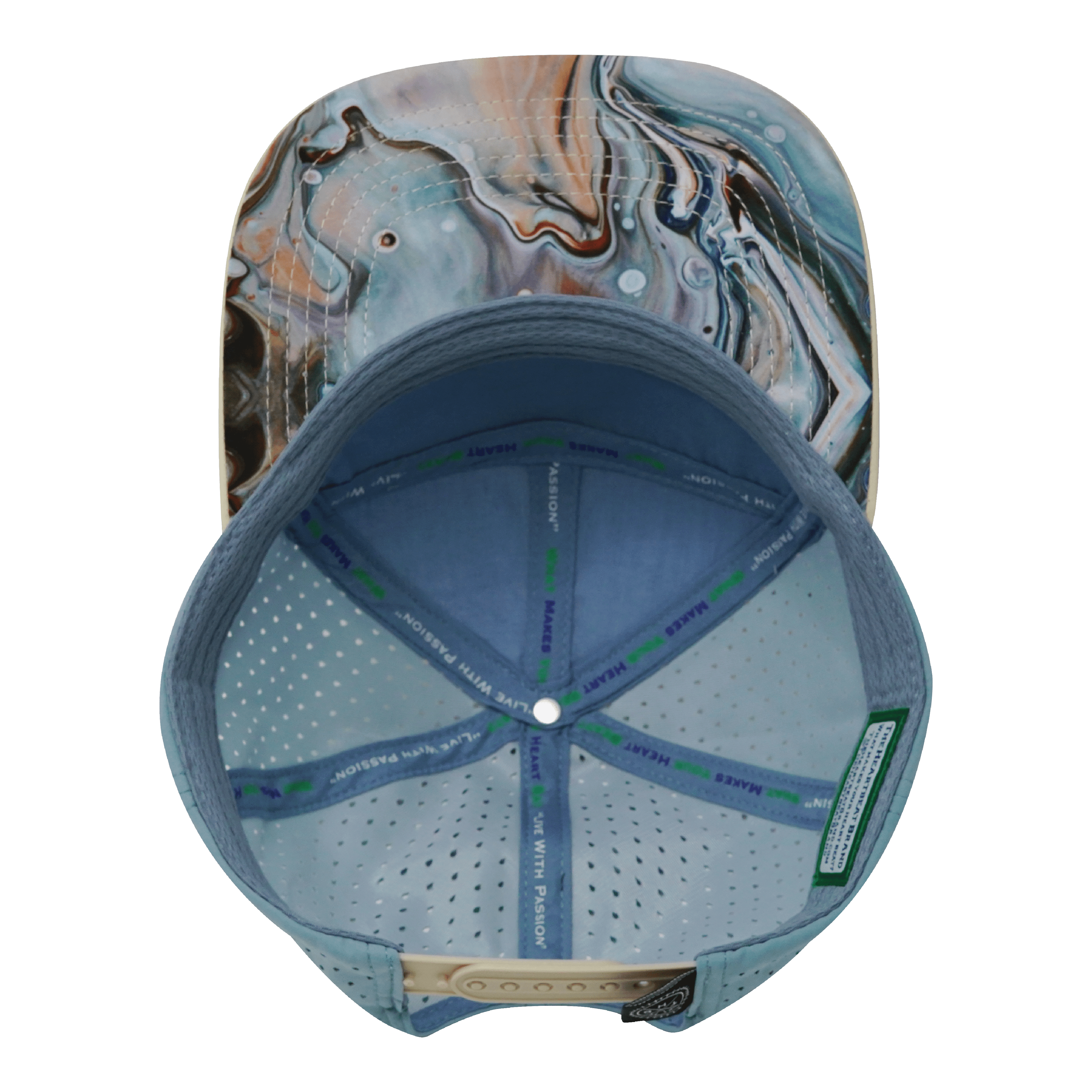 **ADULT** Color Vibes Hat - Flat Bill - Marble Earth - Cream / White / Light Blue - Laser Mesh