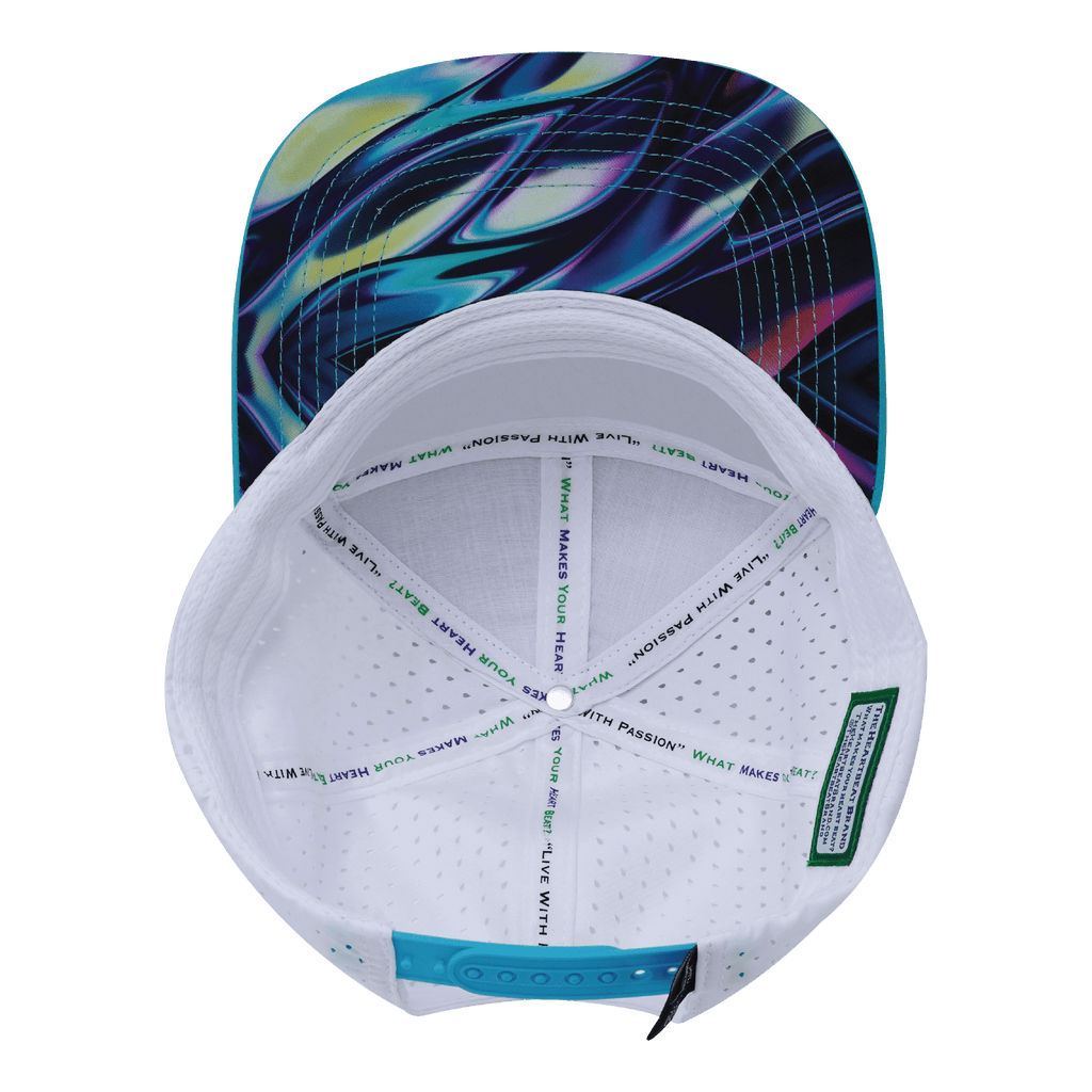 **ADULT** Color Vibes Hat - Flat Bill - Molten Dream - Neon Green Blue / Neon Blue / White - Laser Mesh