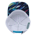 **ADULT** Color Vibes Hat - Flat Bill - Molten Dream - Neon Green Blue / Neon Blue / White - Laser Mesh