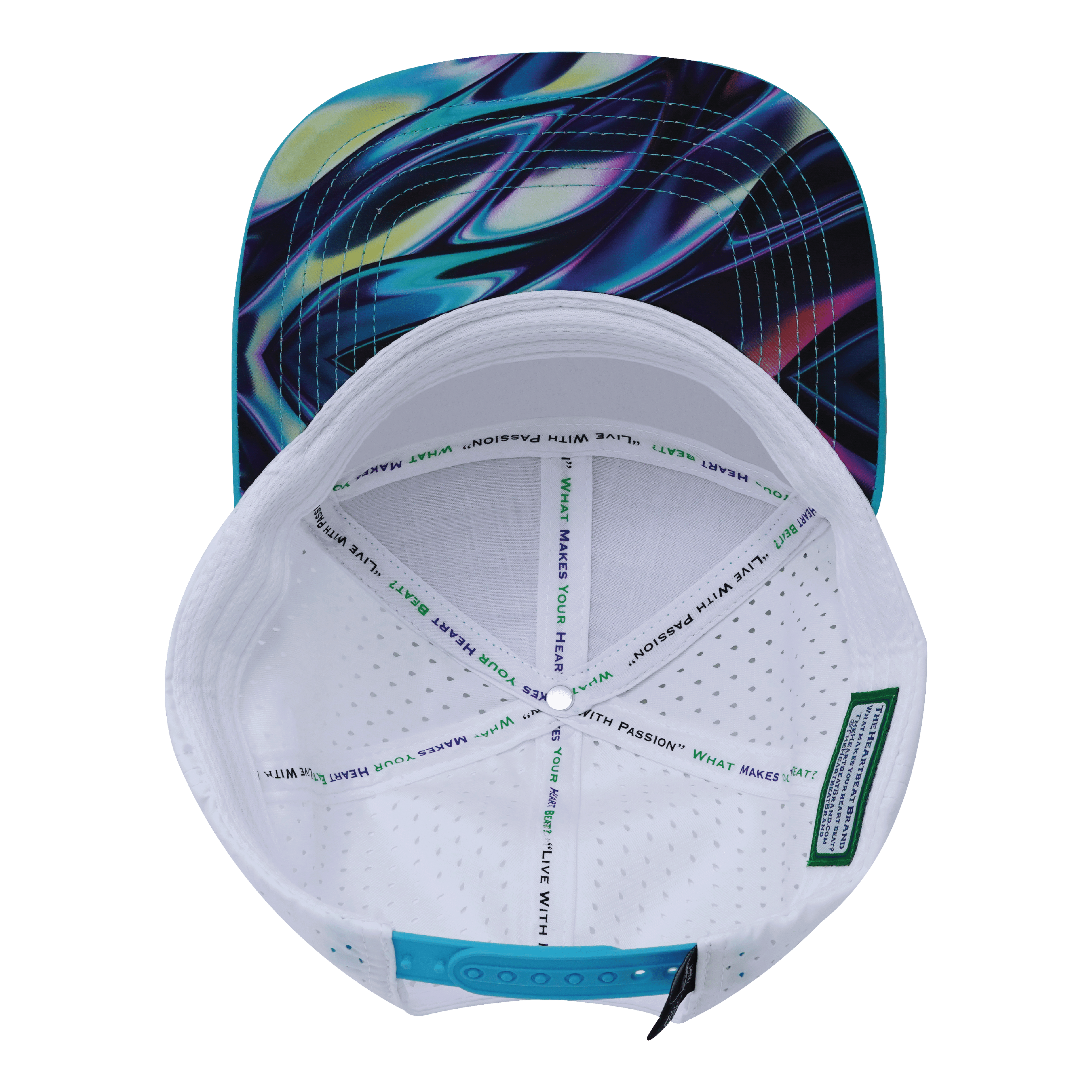**ADULT** Color Vibes Hat - Flat Bill - Molten Dream - Neon Green Blue / Neon Blue / White - Laser Mesh