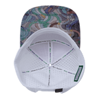 **ADULT** Color Vibes Hat - Flat Bill - Mosaic Curves - Light Pink / White - Laser Mesh