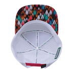 **ADULT** Color Vibes Hat - Flat Bill - Neon Peaks - Neon Pink / Neon Green Blue / White - Laser Mesh