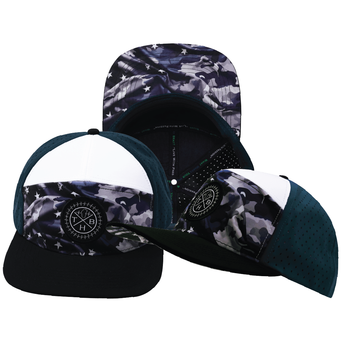 **ADULT** Color Vibes Hat - Flat Bill - Patriots Night - Black / White / Navy - Laser Mesh