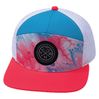 **ADULT** Color Vibes Hat - Flat Bill - Pixi Dust - Neon Peach / Neon Blue / White - Laser Mesh