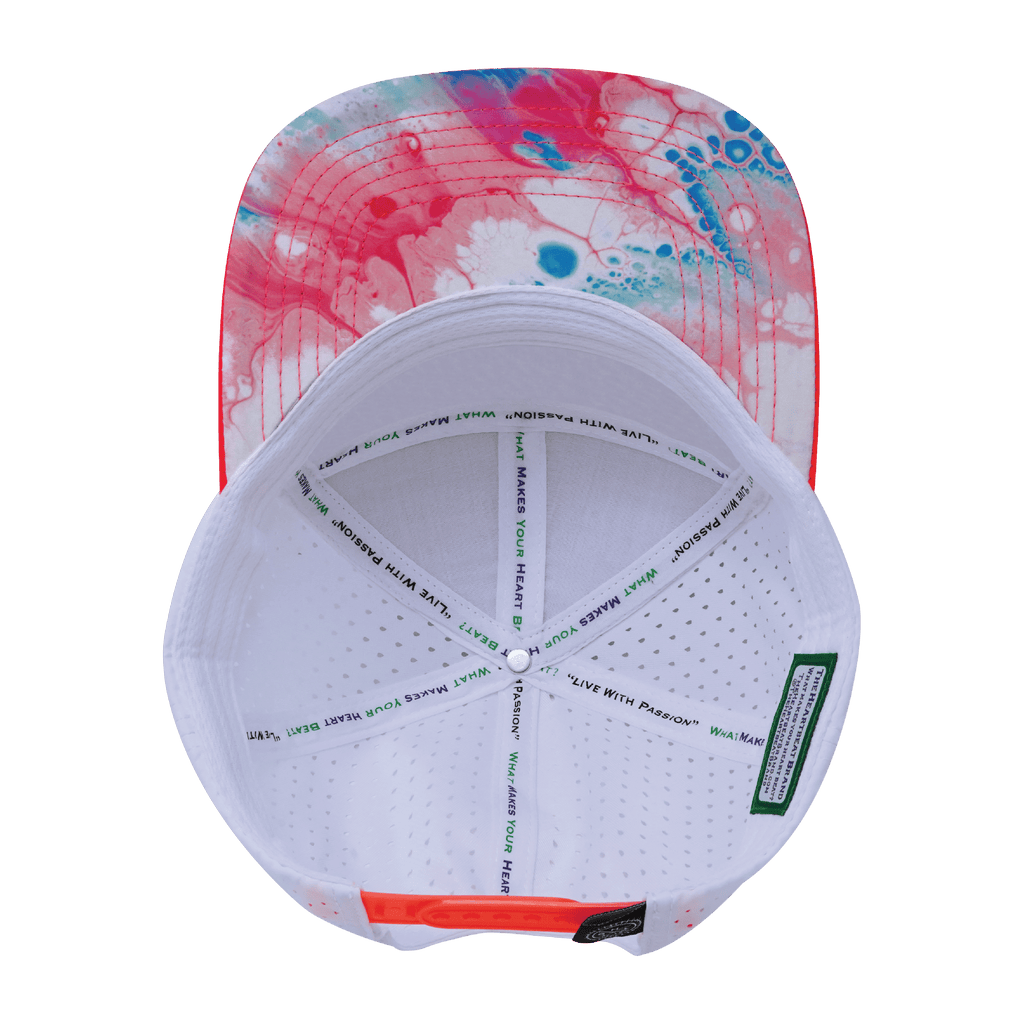 **ADULT** Color Vibes Hat - Flat Bill - Pixi Dust - Neon Peach / Neon Blue / White - Laser Mesh