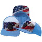 **ADULT** Color Vibes Hat - Flat Bill - Rugged Flag - Baby Blue / White - Laser Mesh