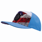 **ADULT** Color Vibes Hat - Flat Bill - Rugged Flag - Baby Blue / White - Laser Mesh