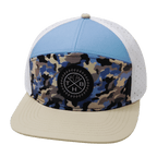 **ADULT** Color Vibes Hat - Flat Bill - Sky Camo - Cream / Baby Blue / White - Laser Mesh