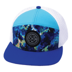 **ADULT** Color Vibes Hat - Flat Bill - Starry Bright - Blue / Neon Green Blue / White - Laser Mesh