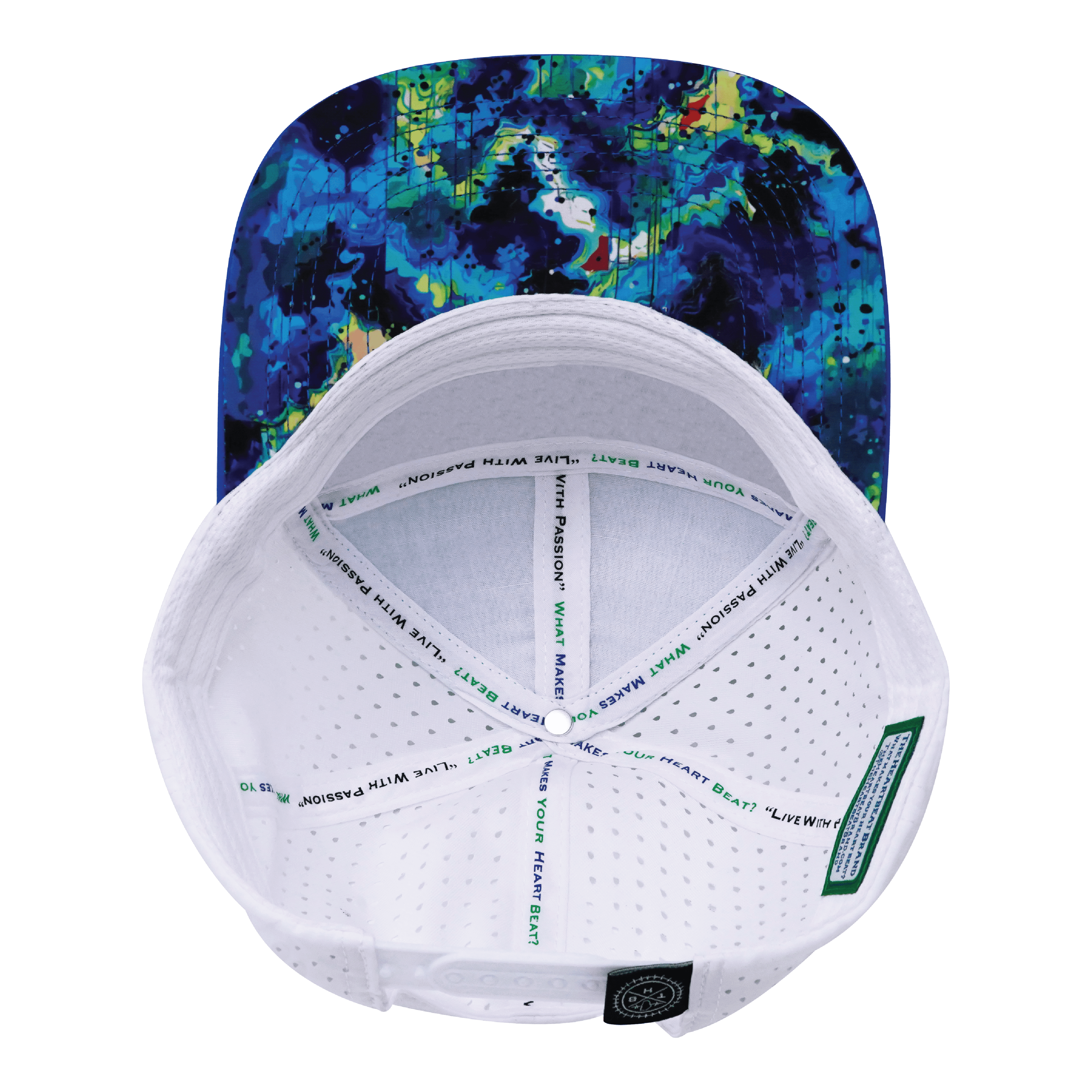 **ADULT** Color Vibes Hat - Flat Bill - Starry Bright - Blue / Neon Green Blue / White - Laser Mesh