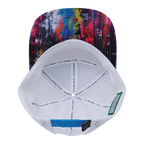 **ADULT** Color Vibes Hat - Flat Bill - Street Art - Neon Blue / Neon Green Blue / White - Laser Mesh