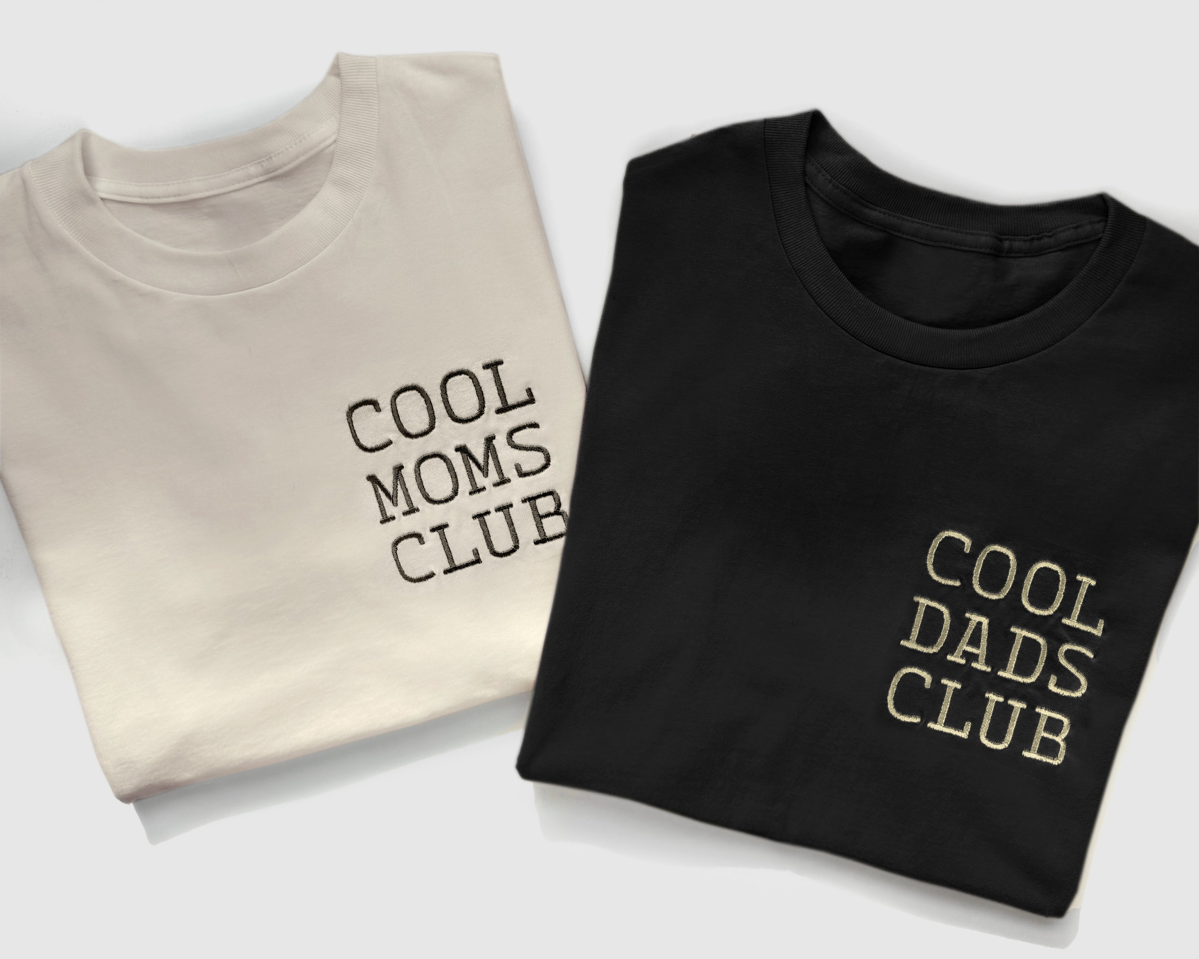 Cool Moms Club & Cool Dads Club Embroidered Cotton T-Shirts