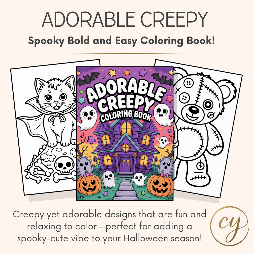 Adorable Creepy: A Halloween Bold & Easy Coloring Book – Instant Download PDF