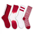 Crimson / White Casual Socks 4 Pack