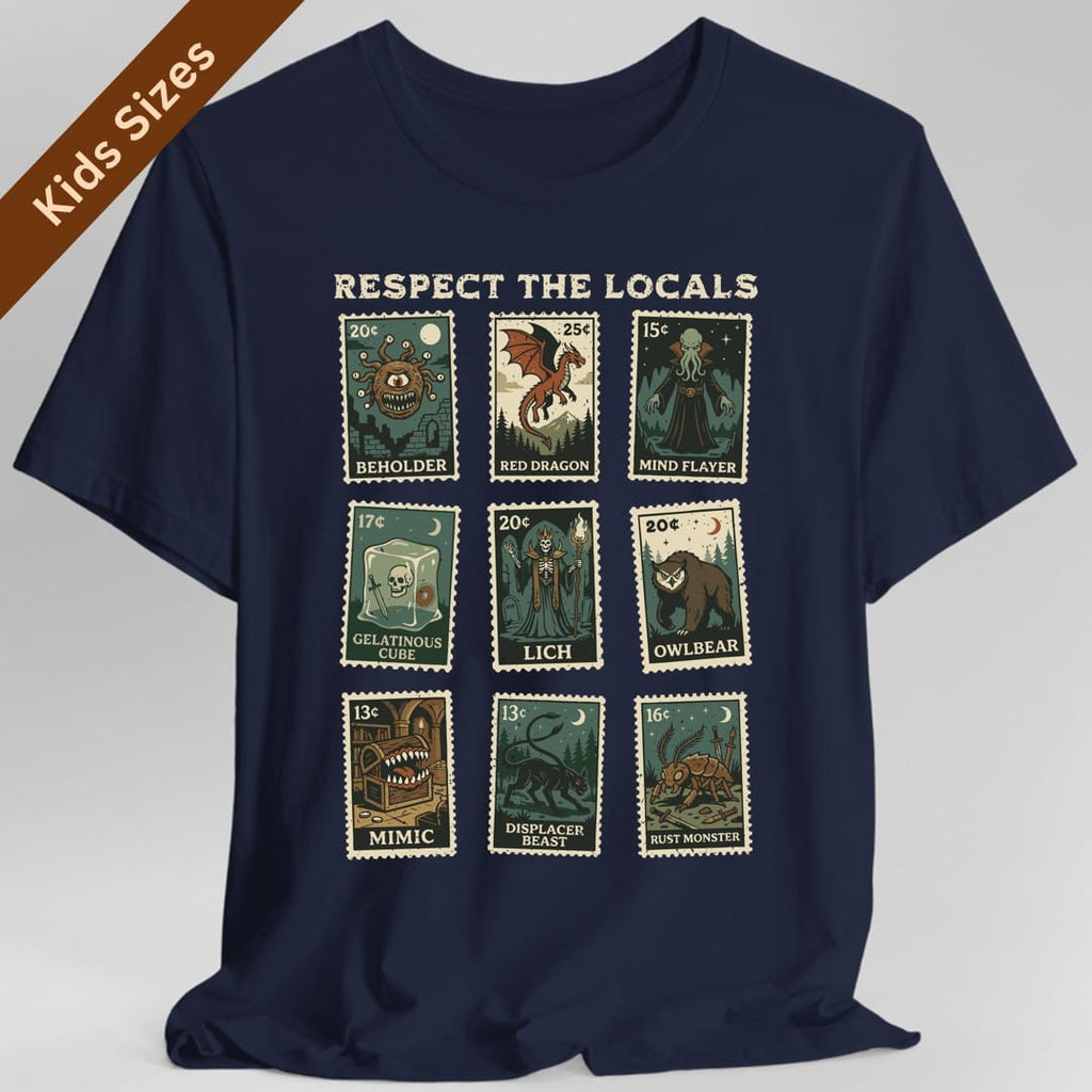 D&D Monsters Respect the Locals Stamp Kids T-Shirt