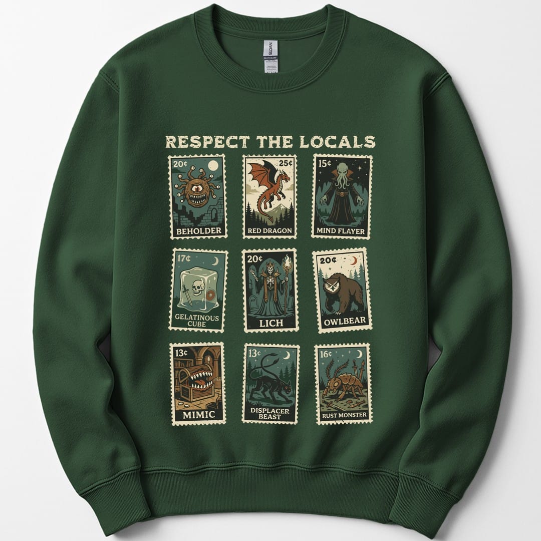D&D Monsters Respect the Locals Stamp Sweatshirt