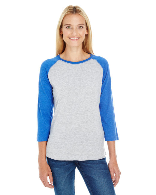 Ladies Baseball T-Shirt - WHITE NAVY RED - L(D0102H2HE7Y)