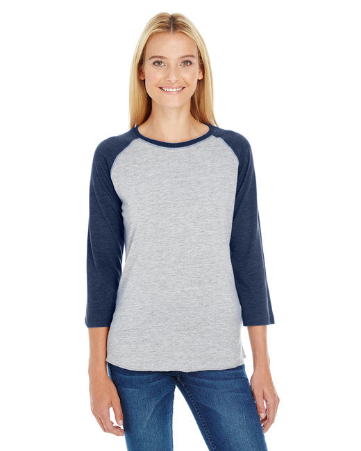 Ladies Baseball T-Shirt - WHITE NAVY RED - L(D0102H2HERY)