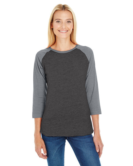 Ladies Baseball T-Shirt - WHITE NAVY RED - L(D0102H2HRFY)