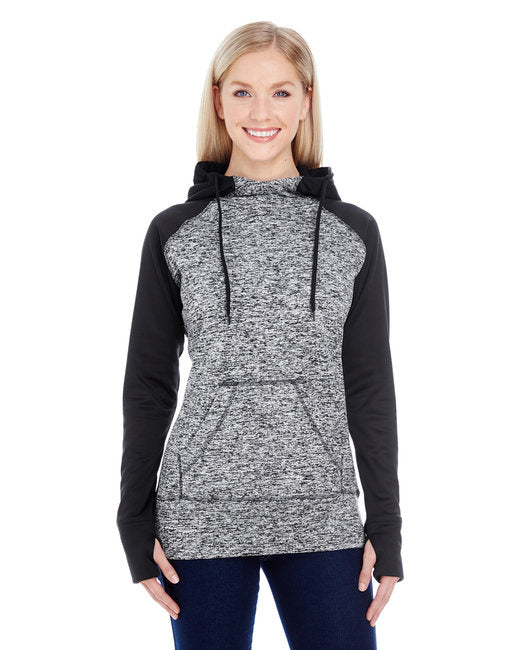 Ladies colorblock cosmic Hooded Sweatshirt - cHRcL FLK BLcK - S(D0102H762BJ)