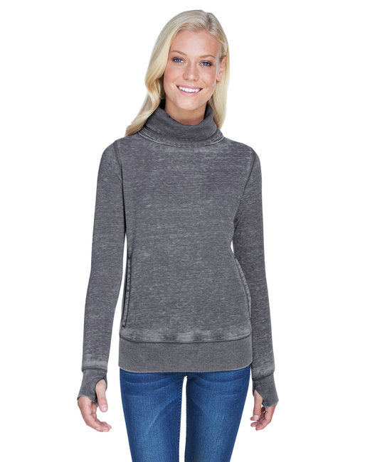 Ladies Zen Fleece cowl Neck - cEMENT - S(D0102H76L96)