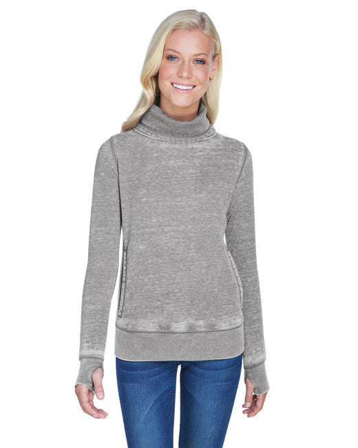 Ladies Zen Fleece cowl Neck - cEMENT - S(D0102H76LA2)