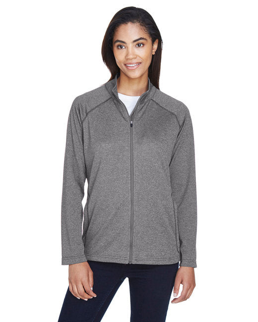 Ladies Stretch Tech-Shell compass Full-Zip - DK gREY HEATHER - S(D0102H76NRT)