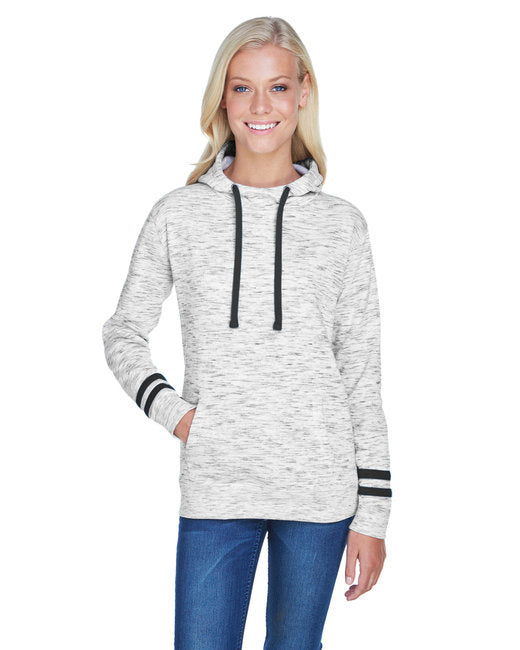 Ladies Melange Scuba Neck Sweatshirt - WHITE BLAcK - S(D0102H76Q1T)