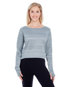 Ladies Odyssey Striped Poly Fleece Hi-Lo crew - gRANITE STRIPE - S(D0102H76QgX)